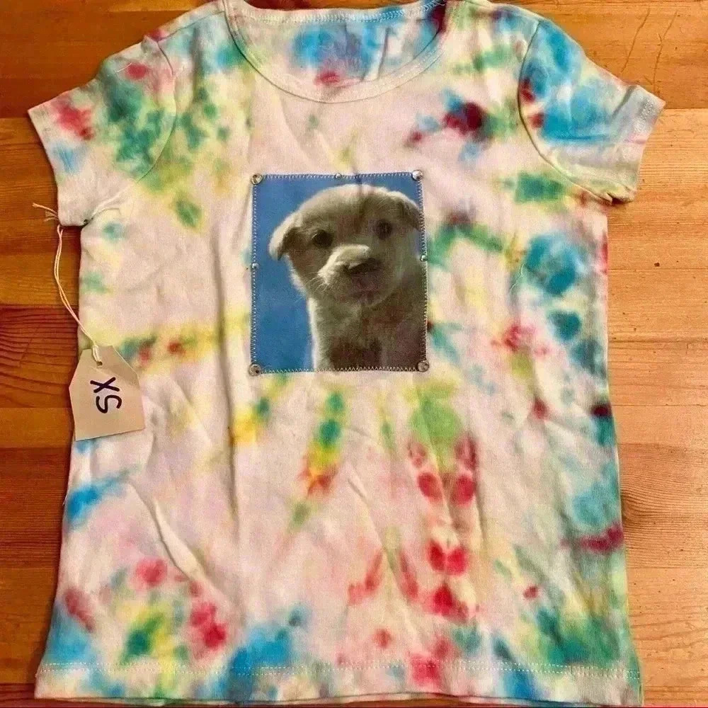 New! Old navy Handmade Puppy tie dyed T-shirt girls XS